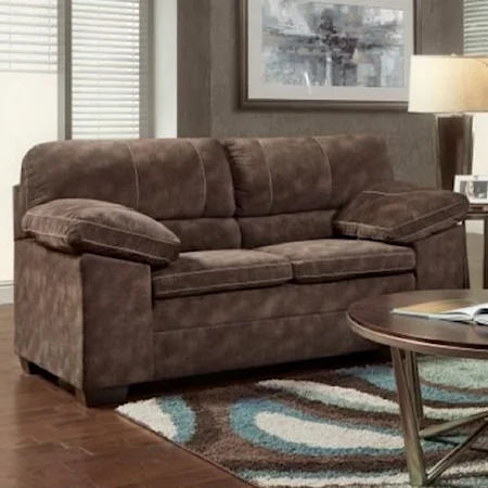 Casual Love Seat with Plush Pillow Arms